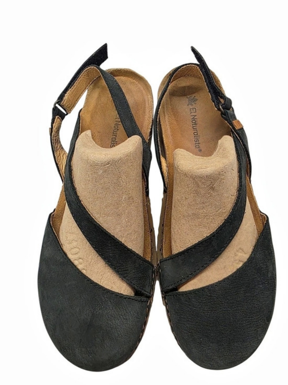 El Naturalista Panglao N5813 Black Leather-Style Sandals US 8 / EU 39